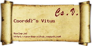 Csordás Vitus névjegykártya